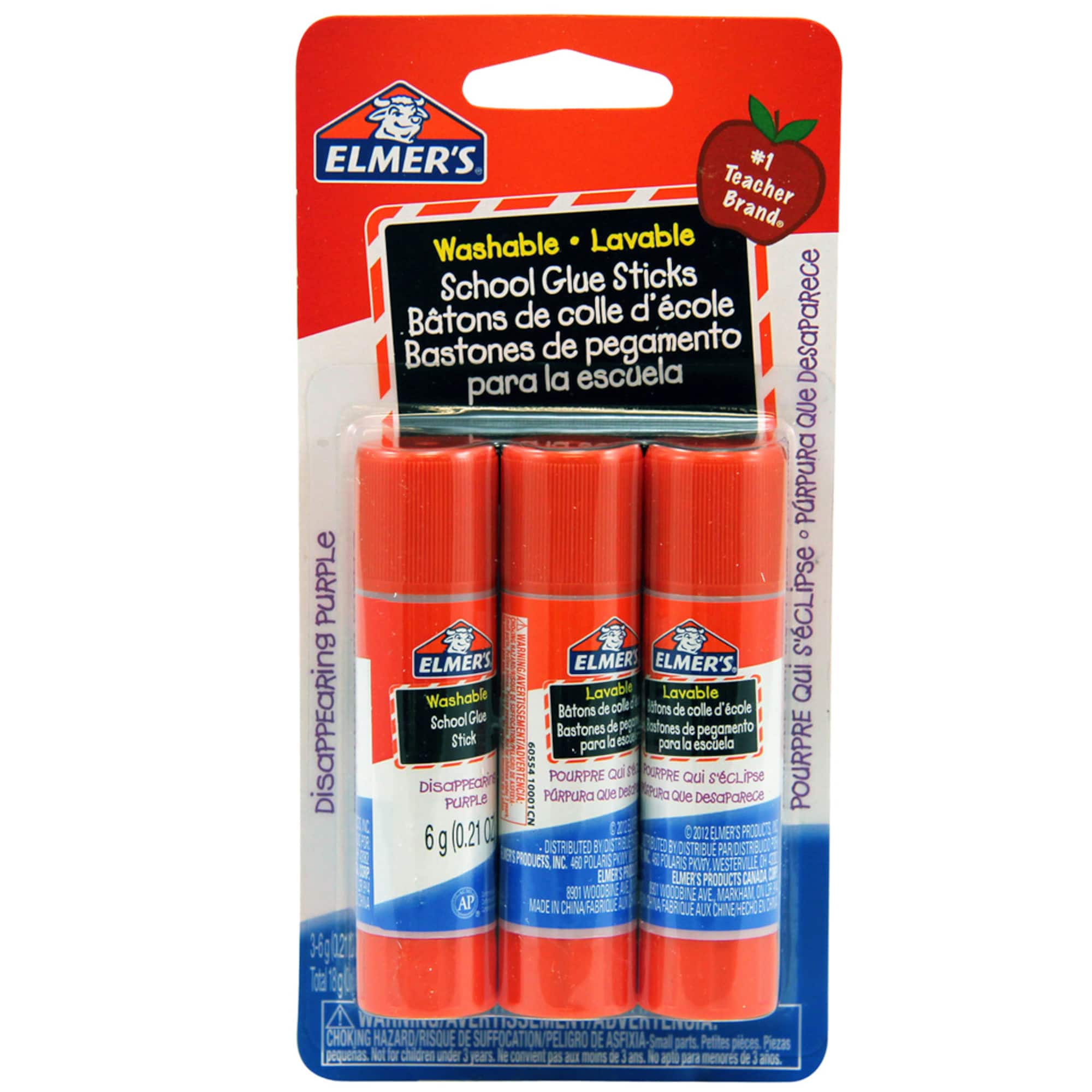 12 Packs: 3 ct. (36 total) Elmer's® Disappearing Purple School Glue Sticks